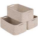 Goodpick Storage Baskets, 13 x 8 x 5 in, Closet Shelf Organizers for Gifts Empty Baskets for Shelves Dog Toy Basket Woven Baskets for Storage for Towels for Organizing 3 Pack, White & Brown
