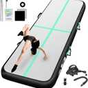 Inflatable Gymnastics Mat 10ft/13ft/16ft/20ft/ Air Tumbling Track Mats 4/8 inches Thick for Home Use/Training/Cheerleading/Yoga/Water with Pump (Green Black)