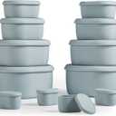 ISSEVE 12Pcs/Set Nesting Silicone Food Storage Containers with Lids, BPA Free Reusable Meal Prep Silicone Containers Airtight, Freezer Dishwasher Safe (33.8oz, 20oz, 10oz, 6.7oz, 1.3oz) (Grey)