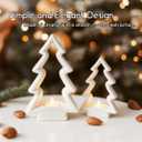 2 Pcs White Ceramic Christmas Tree with LED Tea Lights & Remote Control, Farmhouse Tabletop Christmas Decorations Indoor for Mantle, Fireplace, Shelf Winter Holiday Home Decor (9.5" H & 7.5" H)