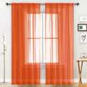 SpaceDresser Sheer Voile Window Treatment Rod Pocket Curtain Panels for Kitchen Bedroom Living Room Drapes Sunlight Filtering Privacy Semi Home Decor Assorted (Burnt Orange, 52 W x 63 L)