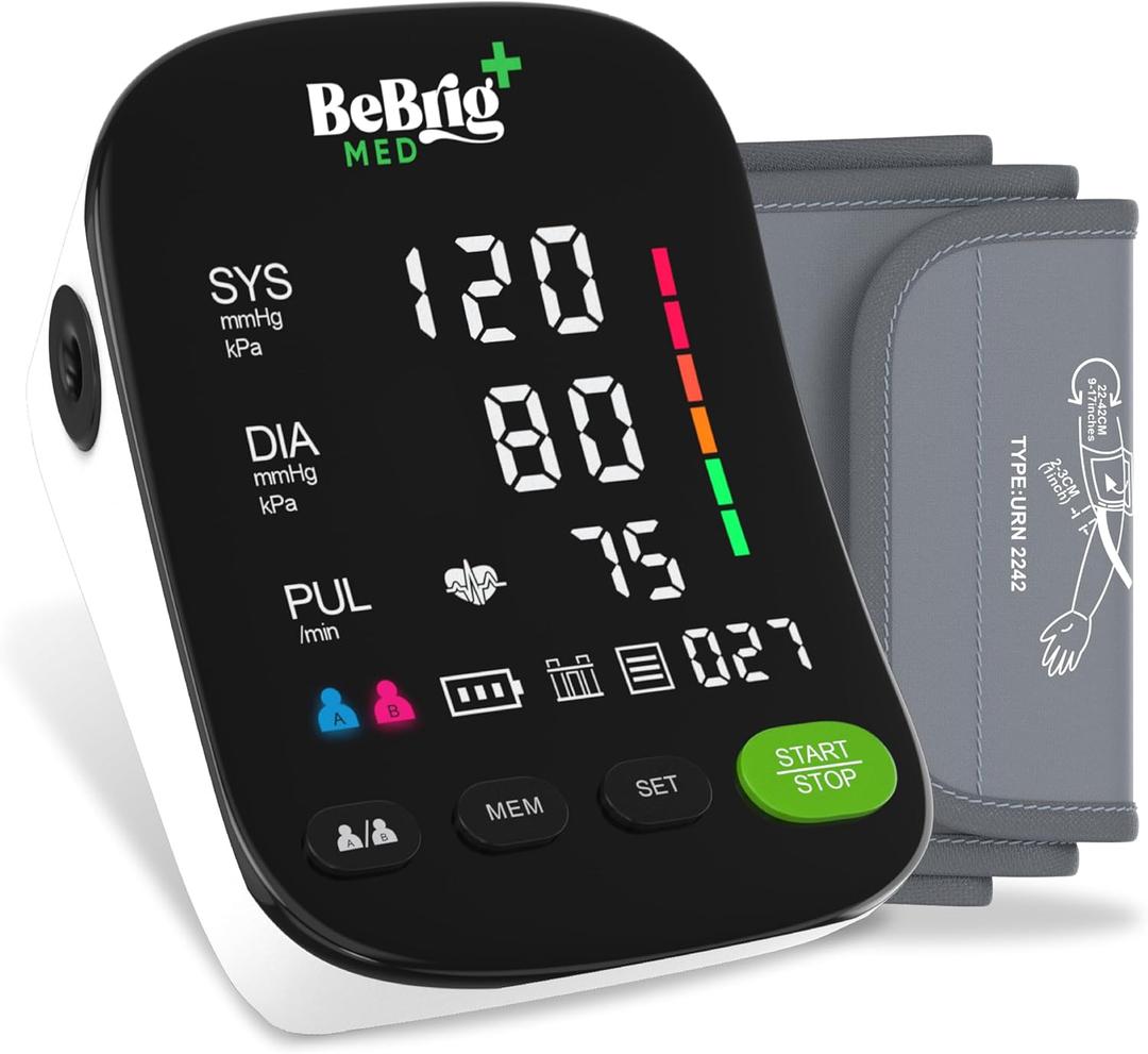 Blood Pressure Monitor for Home Use - HSA & FSA Eligible, Automatic Upper Arm Blood Pressure Machine, Adjustable Cuff 8”-17.5”, Bp Machine Cuff Kit with Type-C Cable, Chart & Carry Case