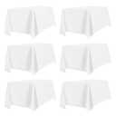 PureFit 6 Pack White Table Cloths 60 x 102 Inch, Stain and Wrinkle Resistant Linen for 6 Ft Rectangle Tables, Polyester Covers for Dining, Wedding, Party, Banquet and Camping