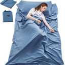 Sleeping Bag Liner Travel Sheets for Hotel Camping Sheets Travel Bed Sheets for Hotel Lightweight Single &Double Compact Sleeping Bag Sack Breathable Travel Sleeping Bag for Hotels Adult Compact Sacks (82.7 X 45 Inch, Blue)