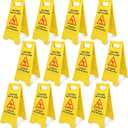 12 Pack Caution Wet Floor Sign, 23.62" Bilingual Double-Sided, Small Signage