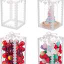 BENECREAT 24PCS 3.5x3.5x5.5 Clear Wedding Favour Boxes with Bowknot Pattern Rectangle PVC Transparent Gift Boxes for Candy Chocolate Valentine's Day, Festival Gift Wrapping (1 Count (Pack of 24))