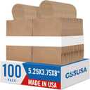 GSSUSA 100 Pack Paper Gift Bags 5.25x3.75x8 Inch Small Brown Paper Bags with Handles Bulk, Brown Kraft Bag for Small Business, Sturdy Grocery Retail Shopping Birthday Party Favor Craft Bag Made in USA