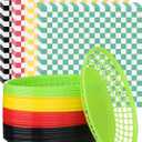 40Pack Reusable Plastic Food Baskets with 100 Liners, Bread Fry, Plastic Fast Food Baskets for Chicken, Hot Dogs, Fries, Sandwiches and Picnic, Party (Multiple Colors) (Colorful)