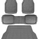 CAR PASS Heavy Duty Rubber Gray Car Floor Mats & Cargo Liners, Deep Dish All-Weather Trunk Mats Durable Anti-Slip 3D Rhombus Waterproof Trim to Fit Liner Universal Fit Auto,Sedan,SUV,Truck, Gray