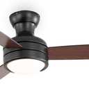 Ceiling Fans with Lights 42 inch Low Profile Ceiling Fan with Light and Remote Control, Flush Mount, Reversible, 3CCT, Dimmable, Noiseless, Black Ceiling Fan for Bedroom, Indoor/Outdoor Use