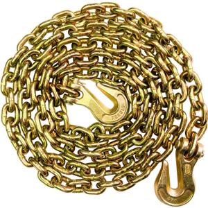 3/8 Chain Trailer Chains with Hooks, Grade 80 Tow Log Chain 7100 lbs Working Load for Truck Farm Construction(3/8 in x 16FT)