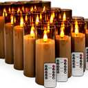YOROXRG Halloween Decoration Flickering Flameless Candles Battery Operated Timer Led Pillar Candles with Realistic Moving Wick Candles for Home Decor 24 Pack (D2.2 xH 5" 6" 7")(Grey)