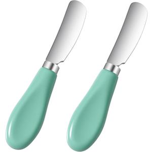 2 PCS Stainless Steel Butter Spreader Knife Cheese Spreader Knives Porcelain Handle Butter Spreaders Small Butters Knife Cheese Spreaders for Appetizers Dips Charcuterie Pastry Utensils Making