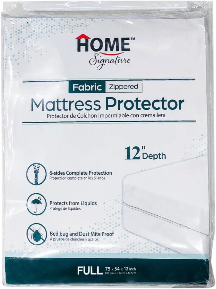 Zippered Waterproof Mattress Protector  6-Sided Encasement, Bed Bug & Dust Mite Proof, 12 Deep Cover for Full Protection (Full)