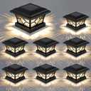 APONUO Solar Post Cap Lights 8 Pack with 1000mAh Battery - for 4x4 5x5 6x6 Fences, Larger Size & Longer Lasting, 2-Mode, IP64 Waterproof, for Fence Deck Patio Porch Yard (Black)