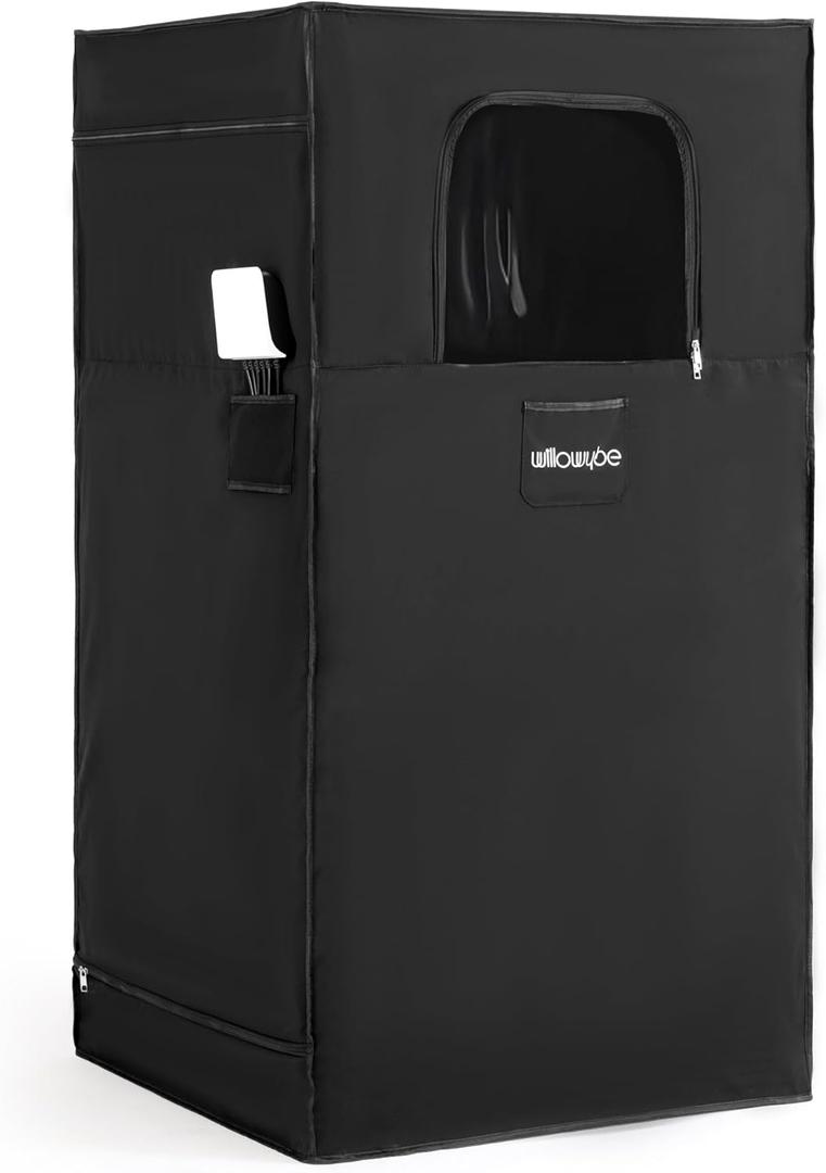 WILLOWYBE Portable Infrared Sauna for Home with 6 Heating Plates, Sauna Tent, Foot Heating Pad and LED Warm Light, Dry Infrared Sauna Box for Full Body, Personal Home Spa