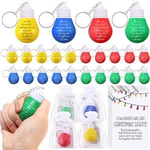 Landical 24 Set Coworkers Christmas Gifts Bulk Employee Appreciation Gift for Staff Team Teacher Light Bulb Stress Ball Keychain (May You Be Proud)