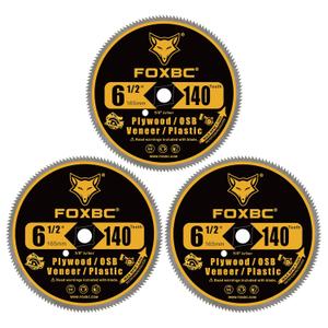 FOXBC 6-1/2 Inch 140 Tooth Circular Saw Blade for Plywood, OSB, Plastic, Veneer Wood Cutting with 5/8-Inch Diamond Arbor