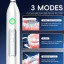 Electric Toothbrush with Water Flosser, 3 Sonic Modes, 5 Flossing Speeds with 3 Brushes + 1 Nozzle, Portable Flossing Toothbrush Combo for Adults Teeth Cleaning Kit for Plaque Removal,White