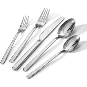KINGSTONE Forged 20-Piece Silverware Set, 18/10 Stainless Steel Flatware Utensils Set for 4, Mirror Finish,Dishwasher Safe (Silver)