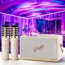 Karaoke Machine for Adults Teen Kids with Northern Lights,16-Color 2 Karaoke Microphone for Kids Mini Karaoke Machine Aurora Light,6 Voice Changer Teen Girl Gifts Trendy Stuff