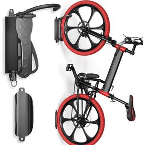 Goovilla Swivel Bike Wall Mount 1 Pack, Space Saving Bike Hangers for Garage with Screw and Easy Installation, Metal Vertical Bike Rack Wall Mount Holds up to 66.2lbs with No-scratch Protection, Black