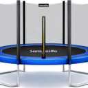 SereneLife Trampoline Outdoor 8FT 10FT 12FT 14FT with Enclosure Net, Ladder and Anti-Rust Coating - ASTM Approved Recreational Trampolines - Heavy Duty Yard Trampolines for Kids and Adults