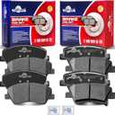 Ceramic Disc Brake Pads Set Front and Rear Replacement for Hyundai Accent 2012-2017, for Kia Rio 2012 2013 2014 2015 2016 2017