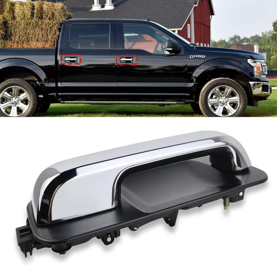 Moonlinks Compatible with Ford F150 Door Handle,2015-2020 F150 Front/Rear Passenger Exterior Door Pull Handle for Right Side,Chrome Lever(14603667/FL3Z1522404BF)