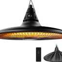Hanging Heater, 1500W Outdoor Electric Patio Ceiling Heater with Remote Control, Infrared for Courtyard, Garage, Patio, Overheat & Tip-Over Protection, Waterproof, Black