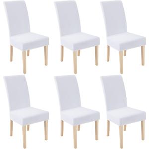 Smiry Velvet Stretch Dining Room Chair Covers Set of 6, Soft Removable Washable Chair Slipcovers Kitchen Parsons Chair Protector, Raw White