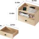 Floating Nightstand Set of 2 Modern Night Stands with Drawer and Open Shelf Cubby Small Bedside End Table with Charging Station Wall Mounted Nightstands Set 2 for Bedroom Natural, 2 pieces, 15.8" W x 11.5" L x 11.5" H