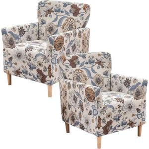 Printed Banquet Armchair Slipcovers Soft Chair Covers Armchair 2-Piece Stretch Chair Covers for Living Room Nonslip Outdoor Armchair CoverPets Friendly Furniture Protector