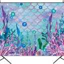 Sensfun Under The Sea Baby Shower Backdrop Purple Blue Seaweed Glitter Scales Underwater Photography Backgrpund Mermaid Birthday Decorations Party Cake Table Banner Photoshoot Vinyl Prop 7x5ft