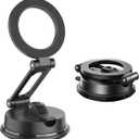 Downhill Car Phone Holder, Suction Phone Mount,360 Adjustable Dashboard Phone Holder, Multifunctional Strong Magnetic Center Console Navigation Fixing Bracket, for iPhone12-15 (Black)