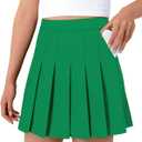 SANGTREE Girls Women's Pleated Skirt, Elastic Waist Uniform Skirt Plus Size, 2 Years - US 4XL (Green, M)
