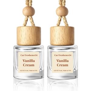 HoogaLife Car Air Freshener Diffuser 2 Pack Hanging Air Freshener Diffuser - Vanilla Cream Fragrance Oil Air D iffuser for Car, 45+ days Long Lasting Fragrance Made in USA C ar Air Fresheners (V54)