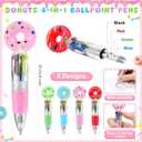 Sayglossy 24 Sets Donuts Pens Gift Bulk, 4-in-1 Funny Multicolor Ballpoint Pen with Positive Cards for Teacher Coworker Employe Appreciation Office Gift