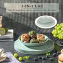 2-In-1 Cake Stand&Charcuterie Board with LidMetal Cake Holder With Acrylic Dome11.2 Large Dessert Display Stand for Cakes&CheesePieChips & DipsFooted Cake Serving Platter with Dome Cover (Cream Green)