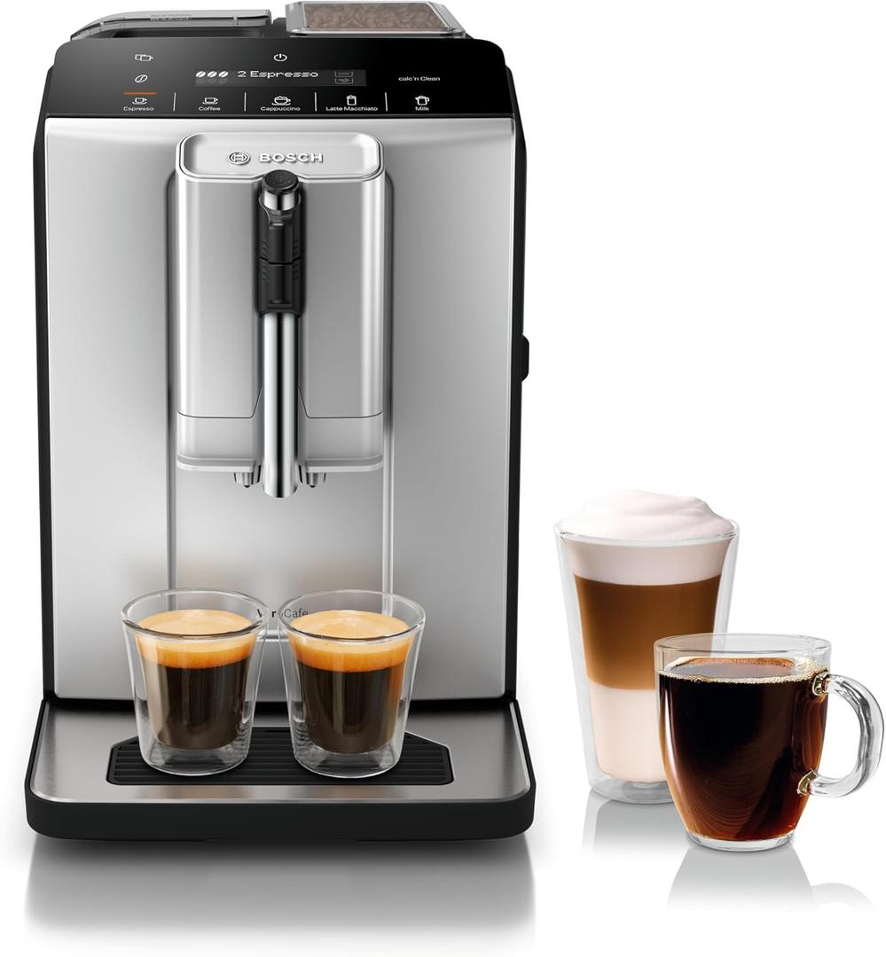 BOSCH 300 Series Fully Automatic Espresso and Coffee Machine  In-Cup Frother, OneTouch Milk Drinks, 5 Drink Options, Ceramic Grinder, Easy Clean & Descale, in Silver TIU20307