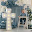 imprsv 3FT Light Up Cross for Baptism Decorations for Girl Boy, Large Marquee Cross for Mi Bautizo Decorations, Big Marquee Mosaic Frame for Baptism First Holy Communion Confirmation Party Decor, White