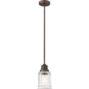 Farmhouse Pendant Light for Kitchen Island, HWH Oil-Rubbed Bronze Finish Pendant Light, Single 1-Light Hanging Light Fixture, Bell-Shaped Fluted Clear Glass, 5HZG106MIL-L ORB