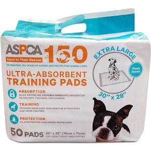 ASPCA Scented Puppy Pads, Dog Training Pee Pads, Absorbent Potty for Dogs, Quick-Drying Leakproof Large with Odor Control Gray, 50 Count - (XL 28 x 30)