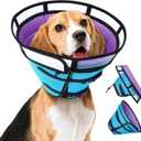 Dog Cone Collar Soft Cones - Breathable Mesh Adjustable Length Foldable Comfy for Large Medium Small Dogs After Surgery (Blue Purple, L) (L (Neck Girth 13.7-17.7))