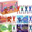 Gocozer 28 Packs Valentines Day Gifts for Kids, Ninja Sticky Stress Relief Tricky Toys with Ninja-Themed Valentines Cards for Classroom, School Valentines Day Gifts for Boys Girls