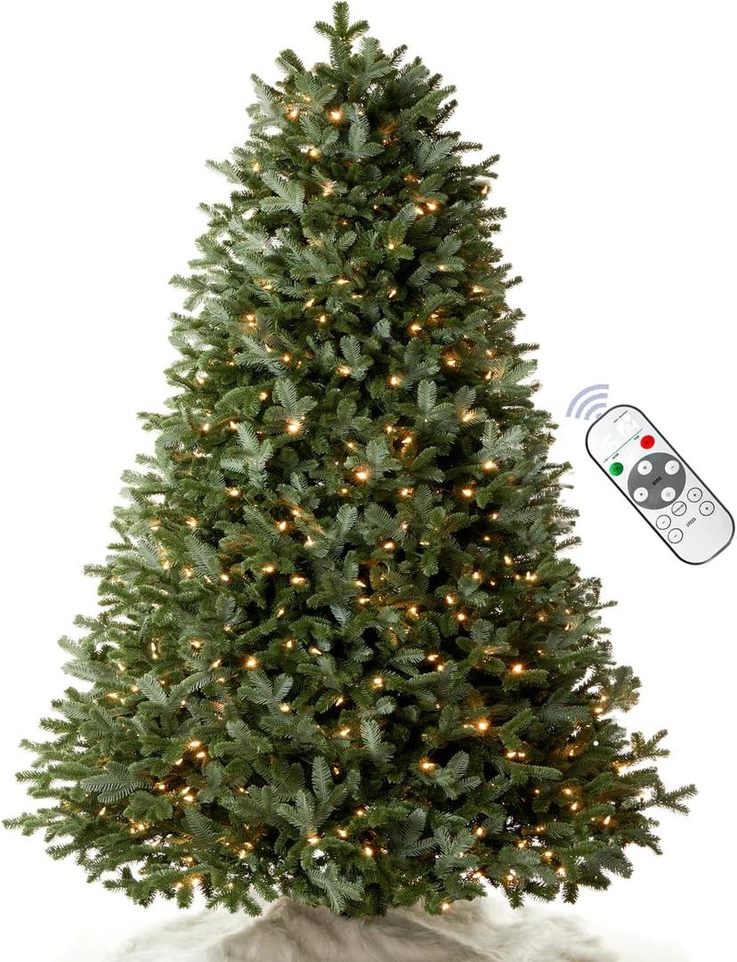 6FT Pre-lit Christmas Tree Premium Artificial Fir Remote Control with 400 Warm White & Multi-Color Lights, Hinged/Feel Real/Realistic/Full Fir Dual Color Xmas Tree 6 Feet Outdoor Festive Holiday