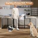 SNUOWU Full Metal Freestanding Dog Gate with Door, 32''Height Foldable Pet Dog Fence for Indoor & Outdoor, 6 Panels Extra Wide Free Standing TallDog Gates for Doorways,House,Stairs,Porch,Deck,Yard
