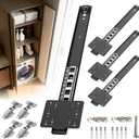 Pocket Door Hardware Slides, Heavy Duty Pocket Sliding Door Hardware Kit with Pivot Hinge for Cabinet & Wardrobe, Silent Retractable System for Inset Doors(18in,Set 2)