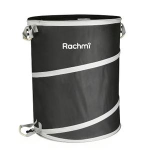 Rachmi 40 Gallon Collapsible Pop-Up Trash Can, Heavy Duty Reusable Outdoor Yard Waste Leaf Bag & Garbage Bin with Hard Bottom for Garden, Camping, RV, and Indoor Storage, Black