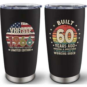 60th Birthday Gifts for Women Men - Vintage 1966 Tumbler 20 Oz - 60th Birthday Decorations for Him Her - 60 Year Old Gifts for Mom, Dad, Wife, Husband